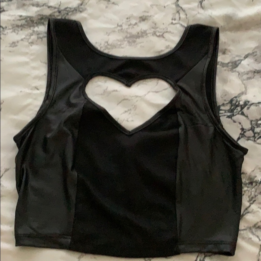 Black crop top with heart cut out